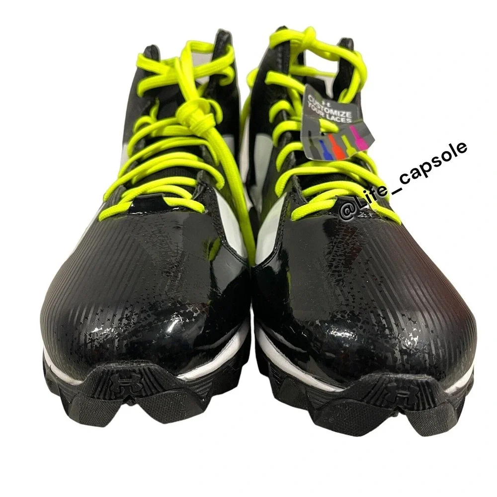 Size 13 Under Armour Crusher RM Black Football Cleats‎ Multi Color Laces Custom